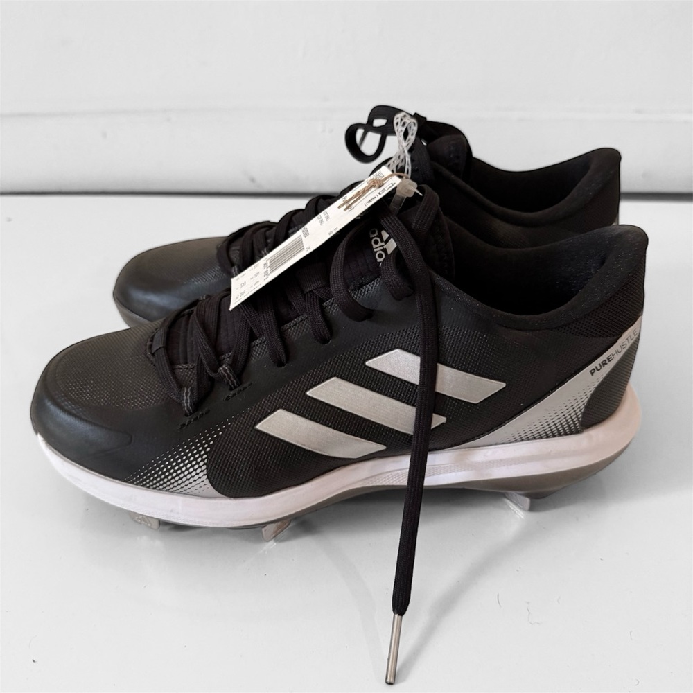 ADIDAS Women's Pure Hustle 2  Softball Black Grey Metal Cleats Shoes Size 8 NEW